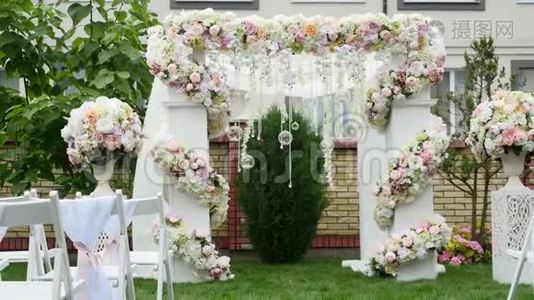 婚礼用花，结婚拱门背景视频