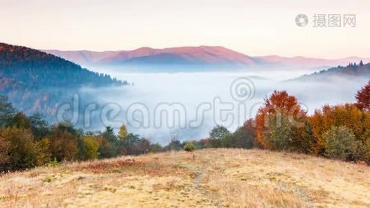 美丽的景观与山丘和山视频