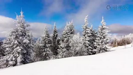 冬季景观，高刺和雪山视频