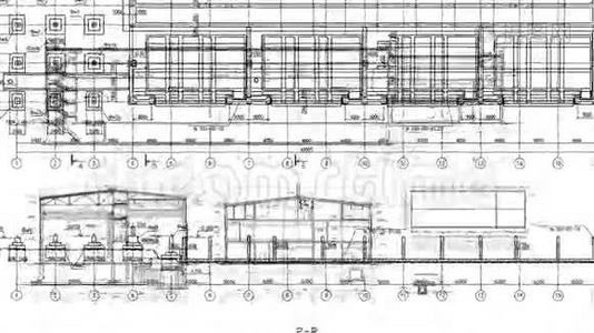 建筑图纸循环背景视频