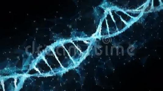 抽象运动背景-数字二元屈膝DNA分子4k环视频