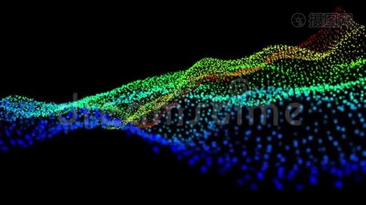 数字波粒子背景。 抽象背景视频