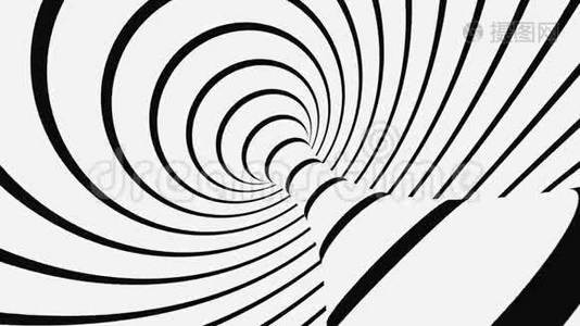 黑白幻视错觉.. 抽象催眠动画背景.. 螺旋几何循环单色壁纸视频