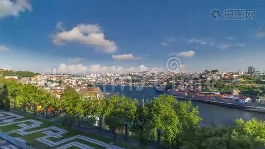 波尔图，葡萄牙杜罗的老城天际线视频