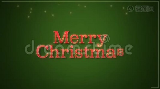 绿色背景下的动画特写圣诞快乐视频