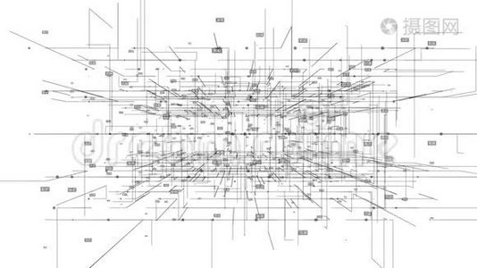 大数据可视化。 HUD网格角运动背景视频