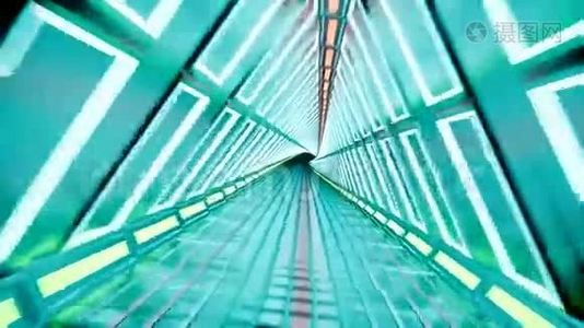霓虹灯隧道三维渲染抽象背景视频