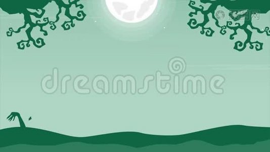 万圣节之夜可怕的月亮景观镜头背景视频