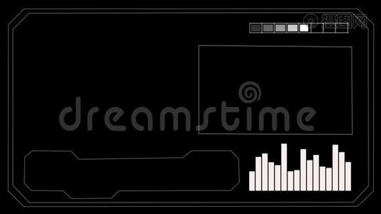 未来派虚拟用户界面HUD和一组信息元素。视频