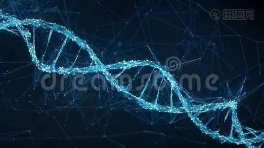 抽象运动背景-数字屈膝DNA分子4k环视频