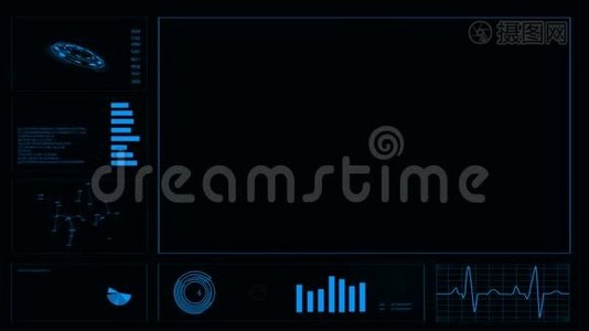 未来派用户界面HUD。 抽象背景。视频