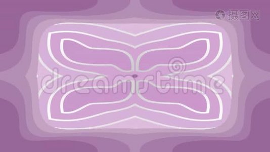 在抽象的紫色背景上旋转具有复古风格的几何图案的物体。 无缝环路视频视频