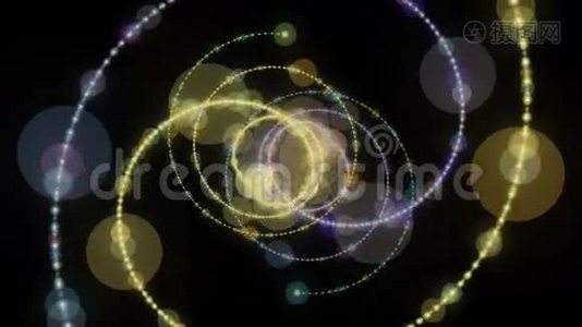 带粒子条纹物体慢运动的未来动画，循环高清1080p视频