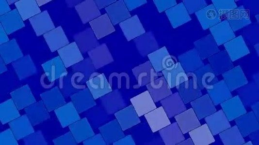 蓝色抽象背景，方块，循环视频
