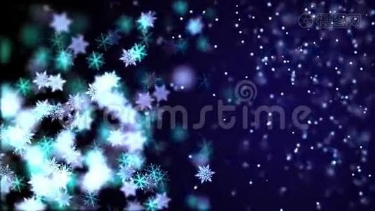 圣诞背景与美丽的雪花飘落视频