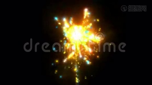 抽象彩色火焰背景，假日爆炸粒子背景。视频