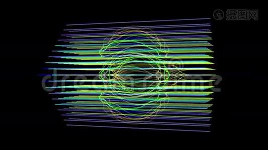 带有条纹和光线的未来动画，循环高清1080p视频