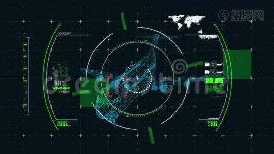 3D飞机黑背景数据处理技术绘图视频