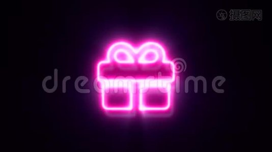 粉红色霓虹灯出现的标志闪烁，并出现在中心视频
