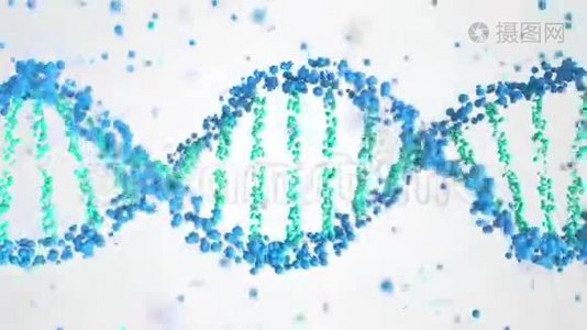 旋转DNA分子，循环三维动画视频