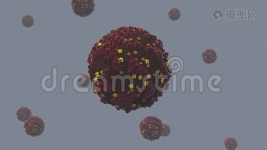 冠状病毒covid19SARS-CoV-2三维渲染视频