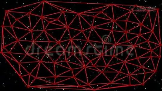 图示动画信息网络、红色Voronoi图、带光点的移动红网、无线传输视频