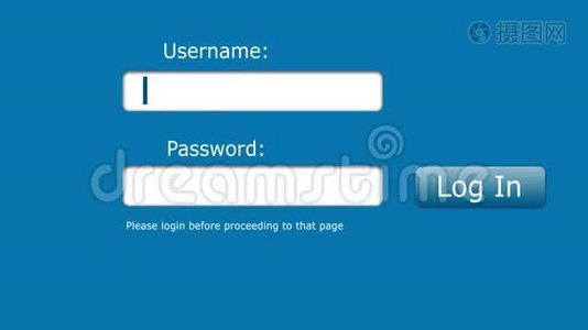 登录表单页面。 运动图形视频