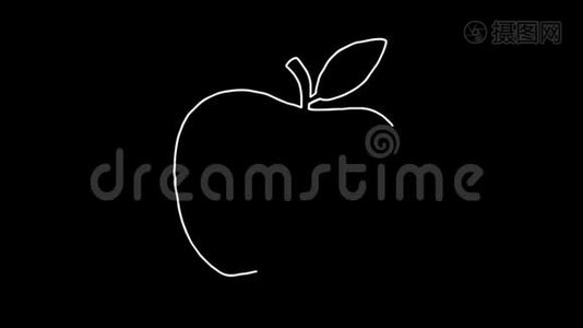 透明背景下的动画手绘涂鸦苹果视频