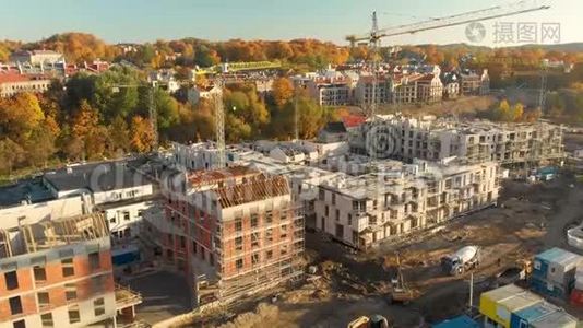 立陶宛维尔纽斯市建筑工地鸟瞰图视频
