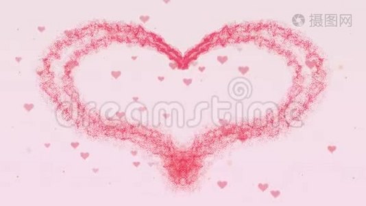 美丽的火焰-粉红色的心正在出现。 然后心就散了.. 情人节的心`粉红色的溅起视频