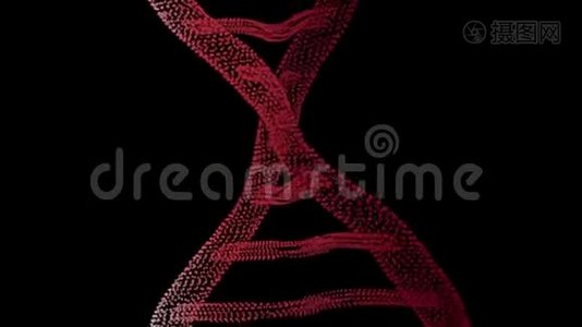 DNA背景，三维插图。 分子微粒，遗传，生物技术视频