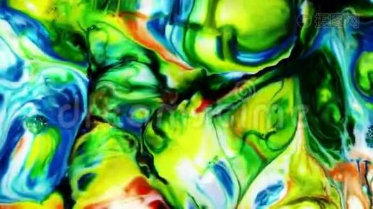 抽象多彩漆油墨液体爆炸扩散迷幻剂爆炸运动视频