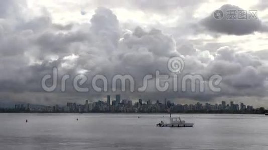 温哥华城市景观云时程4K。 多动症视频