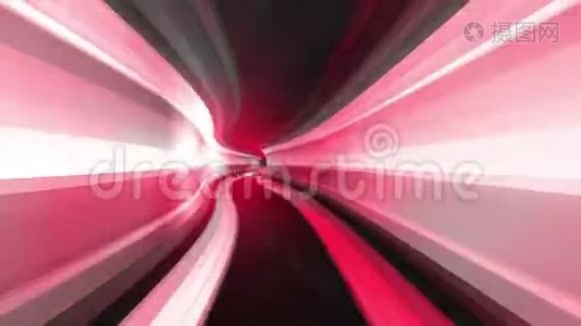 红色虚拟现实隧道中的抽象速度运动视频