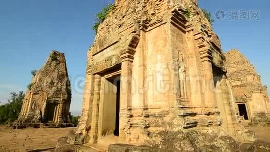 柬埔寨吴哥窟寺庙建筑群，古寺室外视频