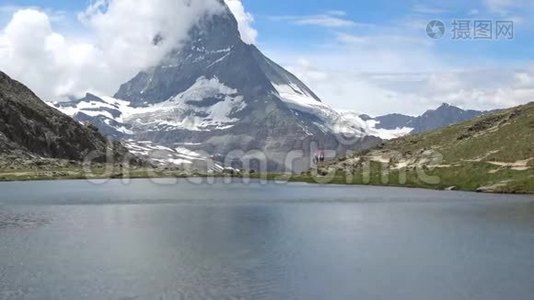 瑞士泽马特雪麦特角峰和斯泰利塞湖的风景视频