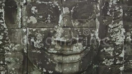 墙上巨大的石面.. 柬埔寨吴哥巴彦视频
