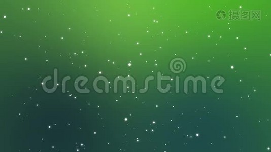 闪烁的绿色夜空背景与动画星星视频