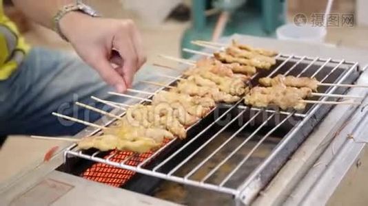 烤猪肉，泰国菜视频