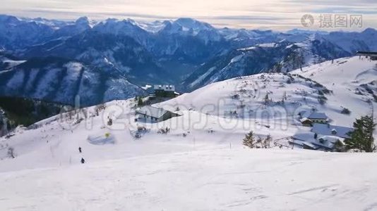 奥地利Salzkammergut Feuerkogel山坡全景视频