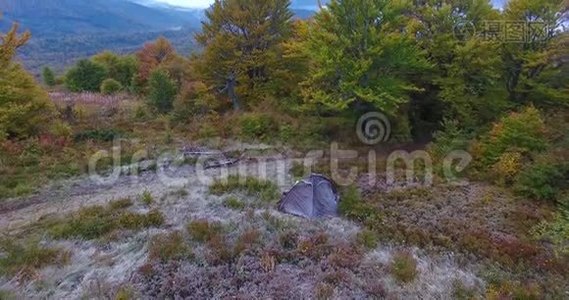 雾中秋山林鸟瞰视频