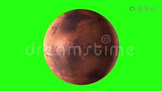 火星在外层空间的轨道上旋转。 绿色屏幕视频
