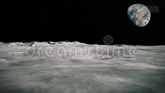 表面的月亮景观.. 飞过月面.. 近景视频