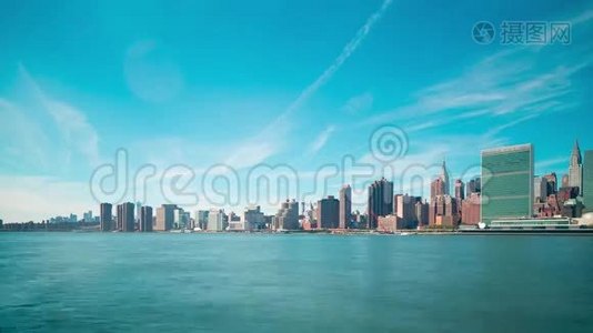 美丽的天空曼哈顿全景4k时间从纽约视频