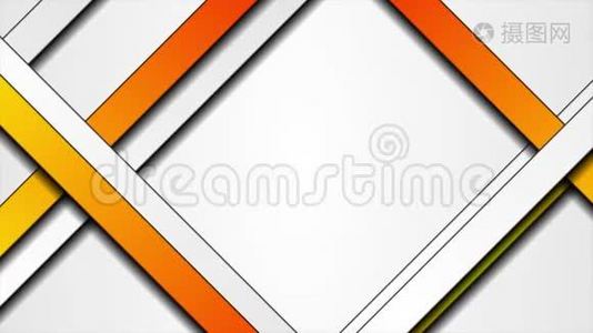 橙色和灰色条纹抽象技术视频动画视频
