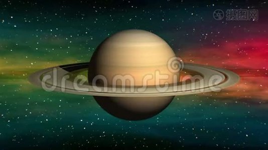 土星在太空星云背景上视频