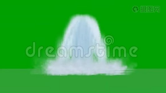 绿色屏幕上的大瀑布，溅满了水花视频