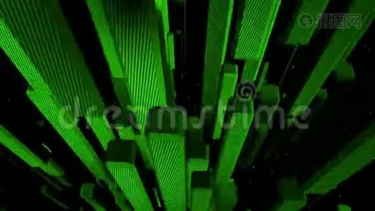 绿色立方体循环抽象背景视频