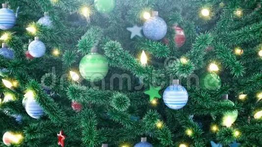 装饰圣诞树和礼品盒视频