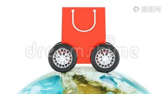 全球电子购物、网上购物和快速送货的概念。 3D绘制视频